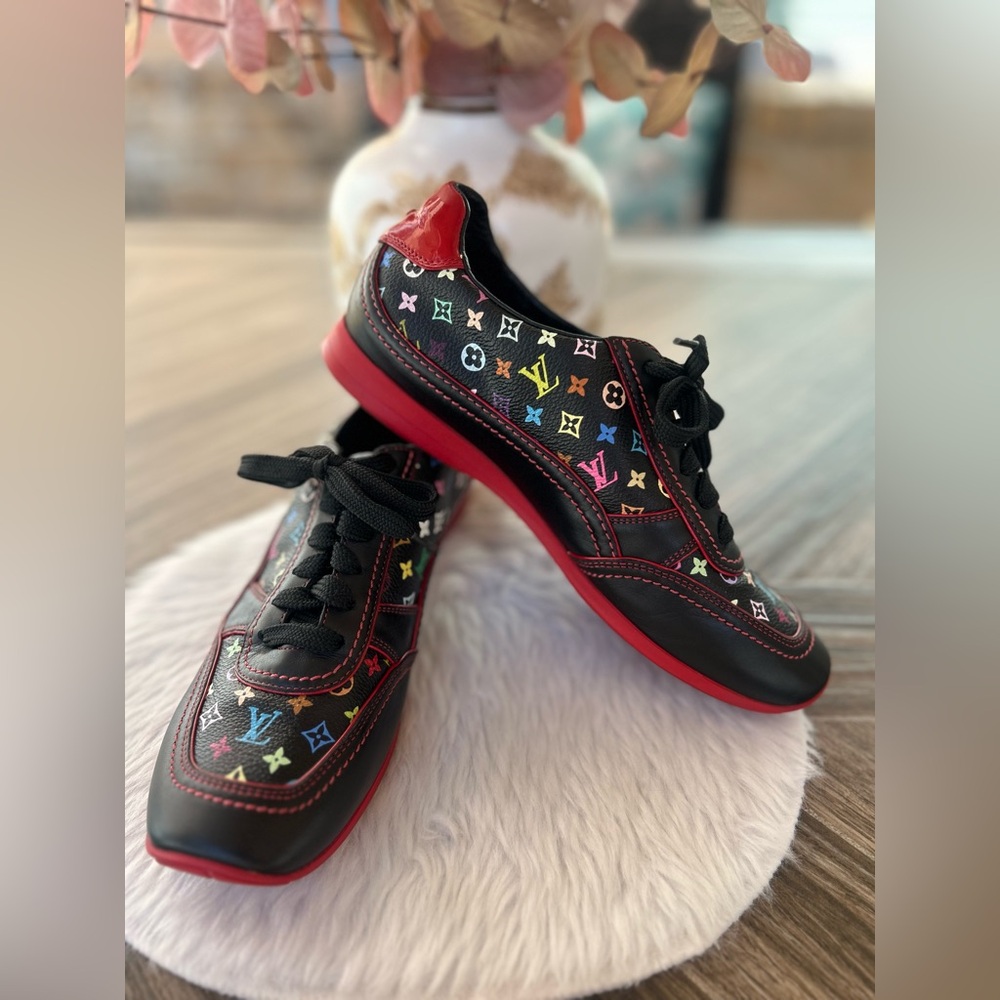 Louis Vuitton Murakami Black Multicolor Low Top Sneakers (Size 37/7 US) - Picture 2 of 16